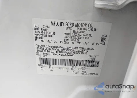 2014 Ford Edge Limited z USA, uszkodzony, nr VIN 2FMDK4KCXEBA54403